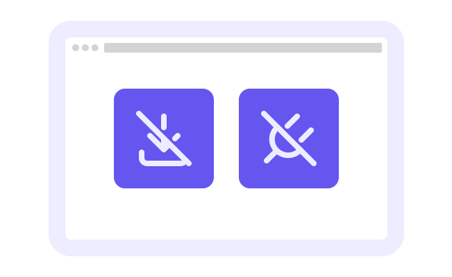 A browser window with two icons crossed out: download and plugin