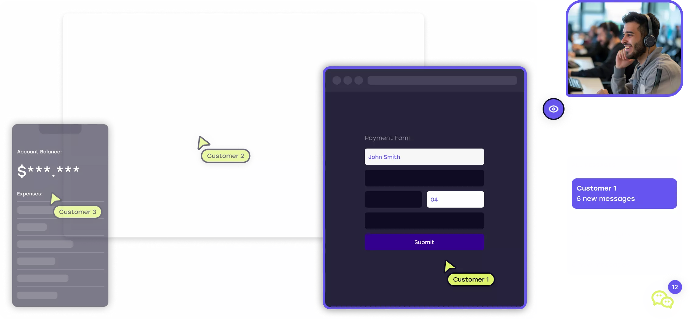 Window wireframes with cobrowse components