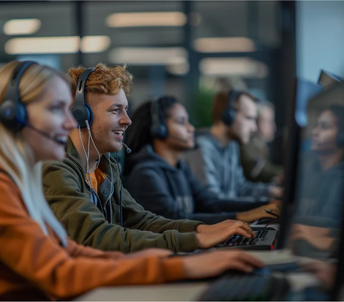 Agents working on their computers